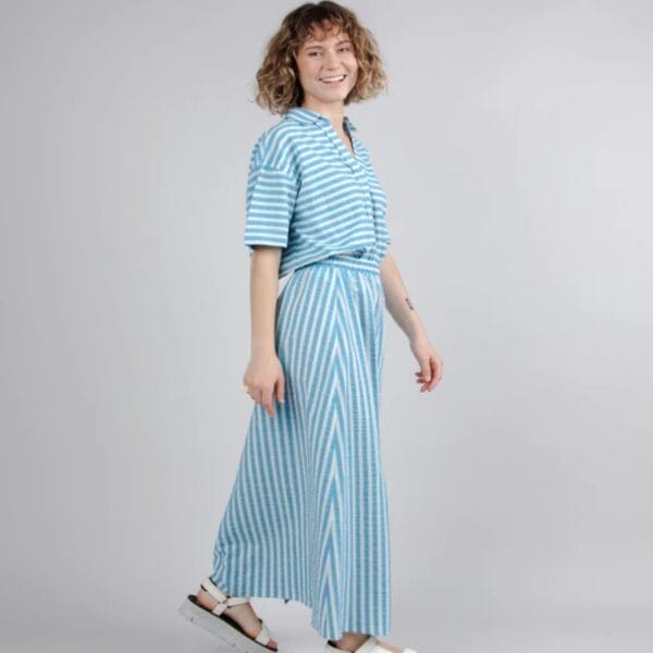 Stripes long skirt blue 1