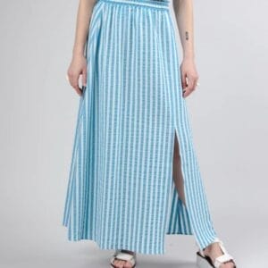 Stripes long skirt blue pool